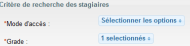 Saisir le(s) mode(s) d'accès et le(s) grade(s).