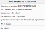 Données liées à l'organisme de formation