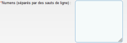 Saisir le(s) NUMEN(s)