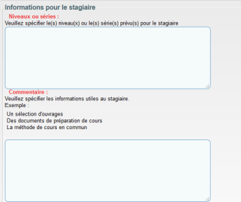 Informations pour le stagiaire