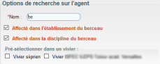 Saisir les options de recherche